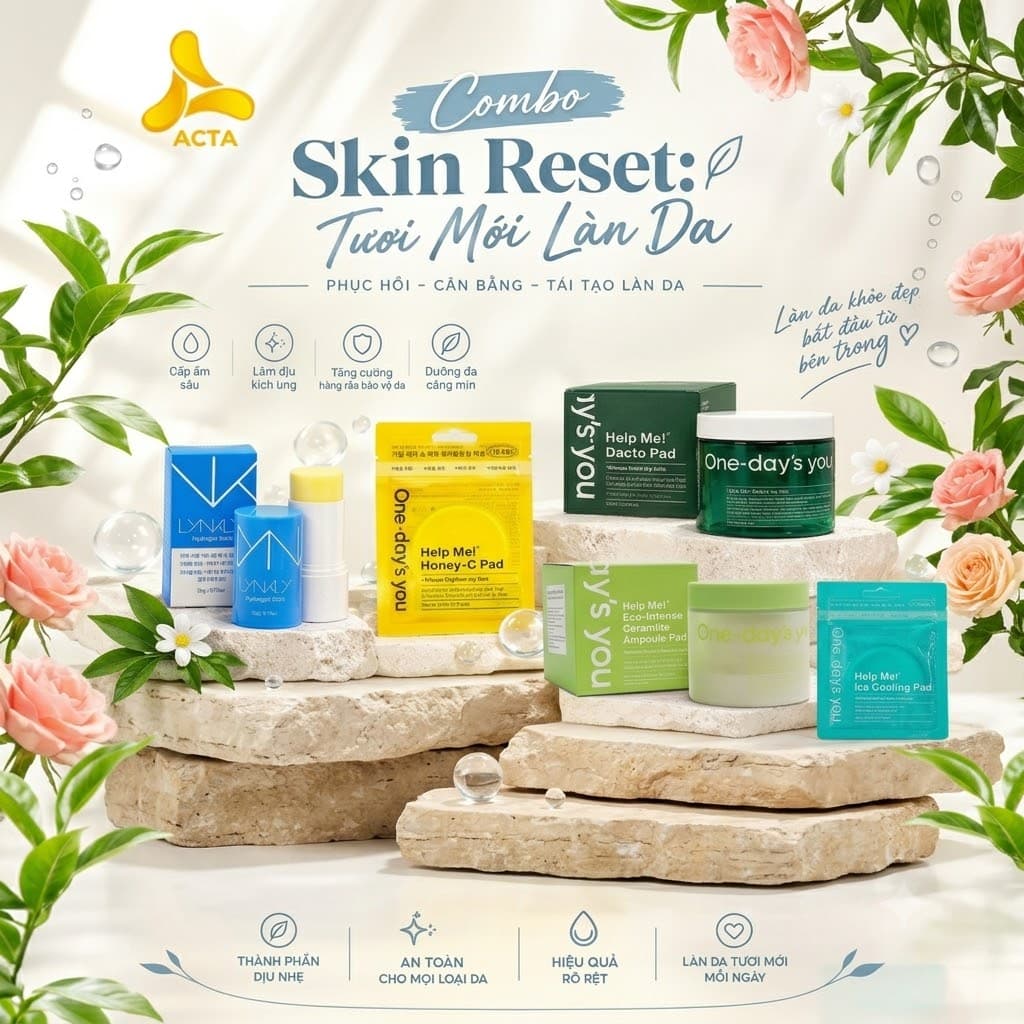 Combo Skin Reset: Tươi Mới Làn Da - Làm Sạch, Se Khít Lỗ Chân Lông, Cấp Ẩm & Hạ Nhiệt Da (5 Món) - Hình 1