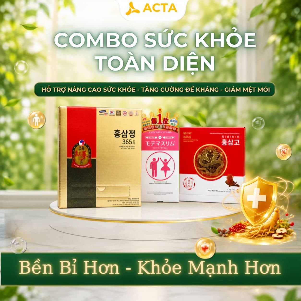 Combo Sức Khỏe & Vóc Dáng Toàn Diện: Hồng Sâm 365, Cao Gonjo & Motemaslim