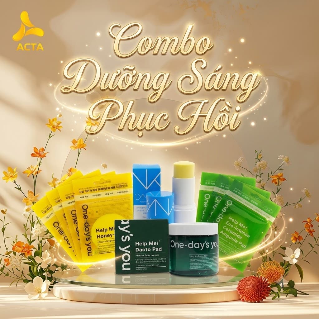 Combo Skin-Reset Chuẩn Hàn: Cân Bằng Dacto, Dưỡng Sáng Honey C, Phục Hồi Ceramide Da